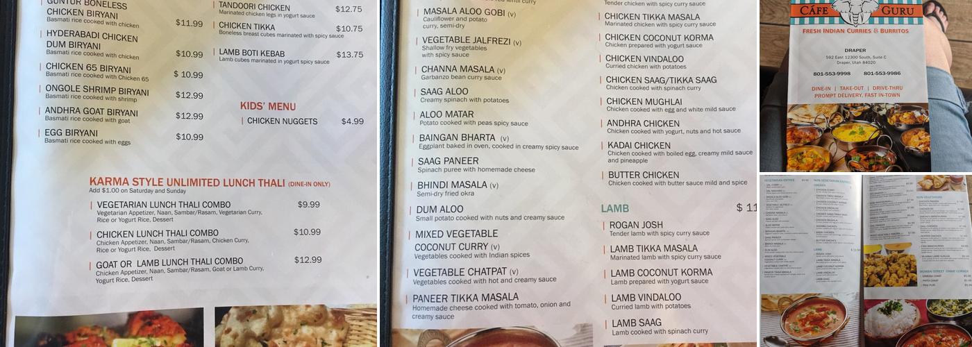 Cáfe Guru Menu