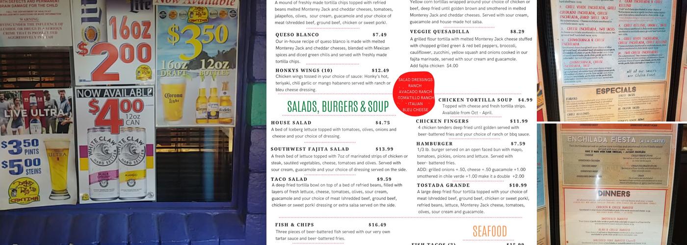 Guadalahonky's Restaurant Menu