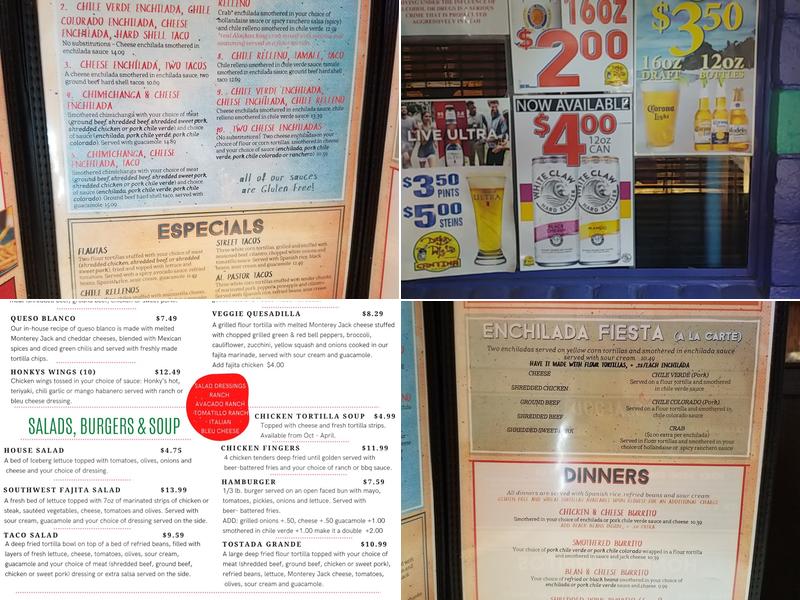 Guadalahonky's Restaurant Menu
