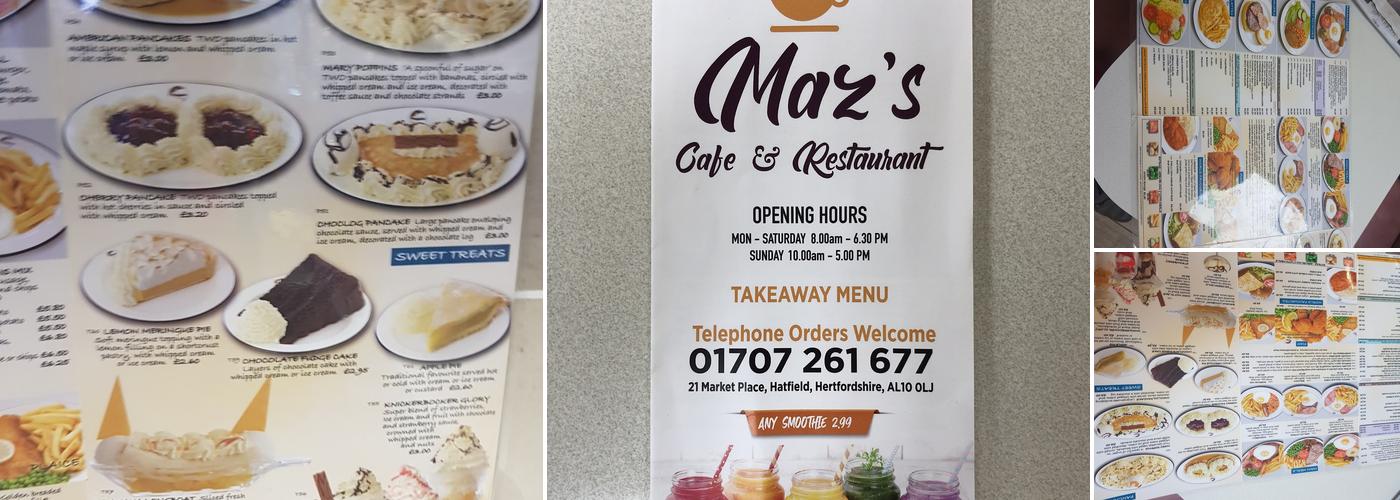Maz’s Cafe & Restaurant Menu