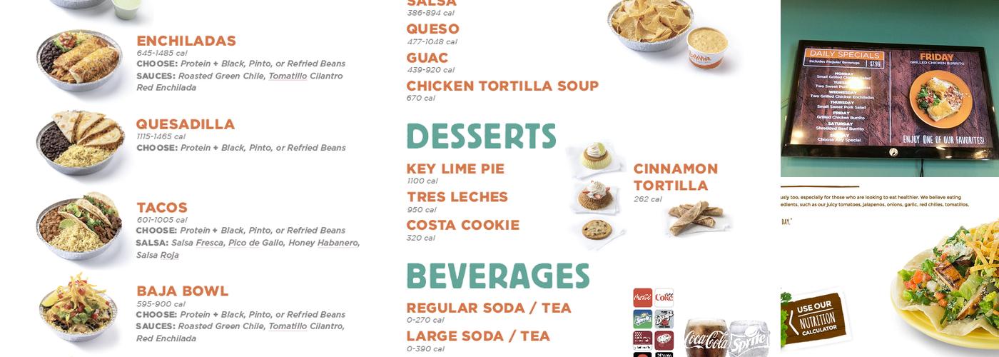 Costa Vida Menu