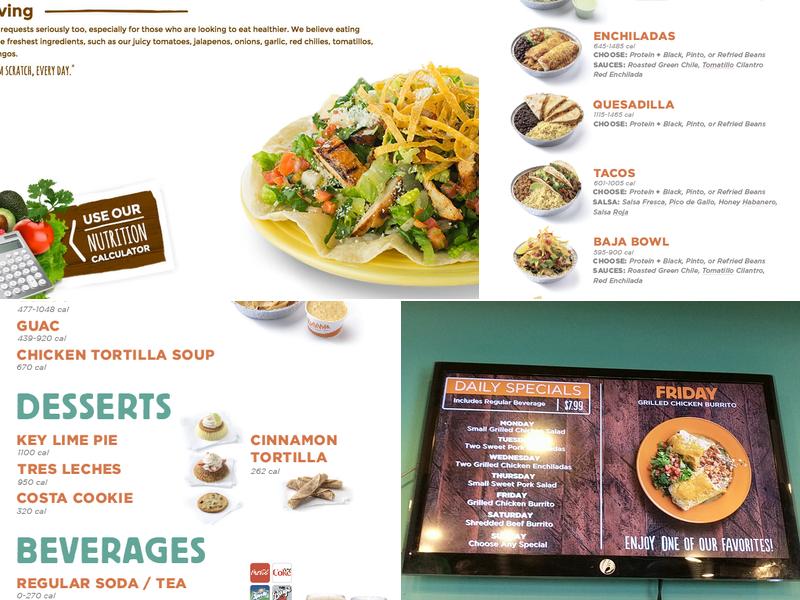 Costa Vida Menu