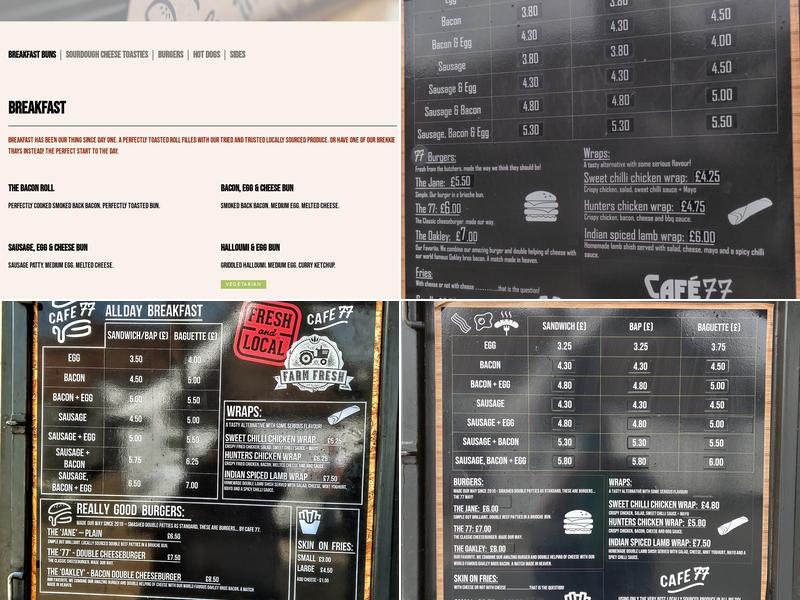 Cafe 77 Codicote Menu