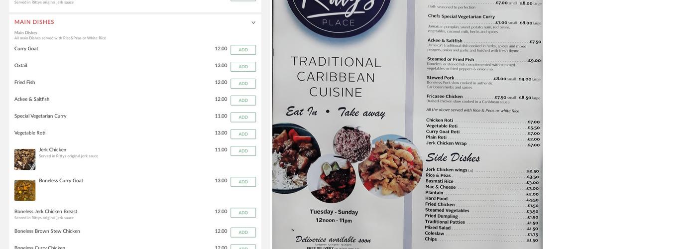 Rittys place ( Caribbean,Jamaican/Restaurant) Menu
