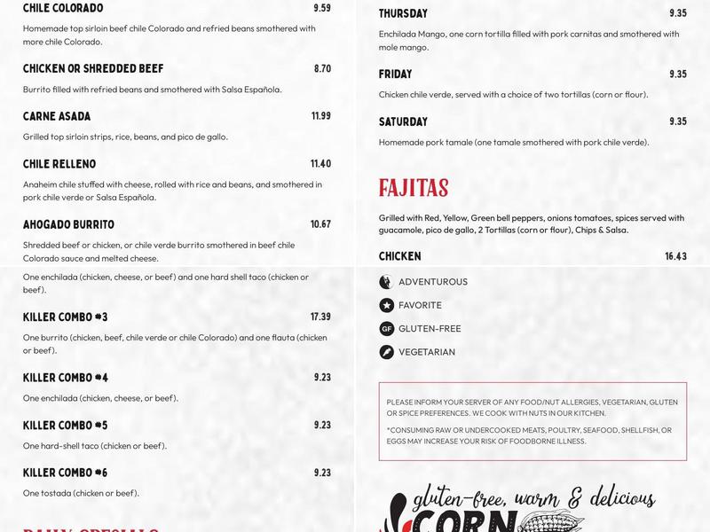 Red Iguana Menu