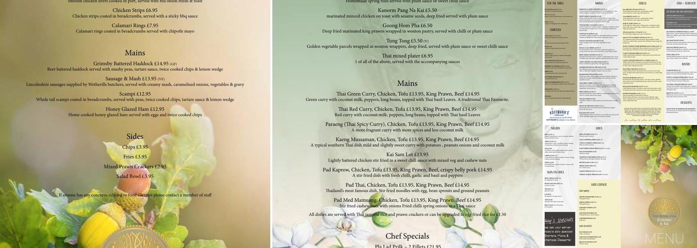 Royal Oak Heckington Menu