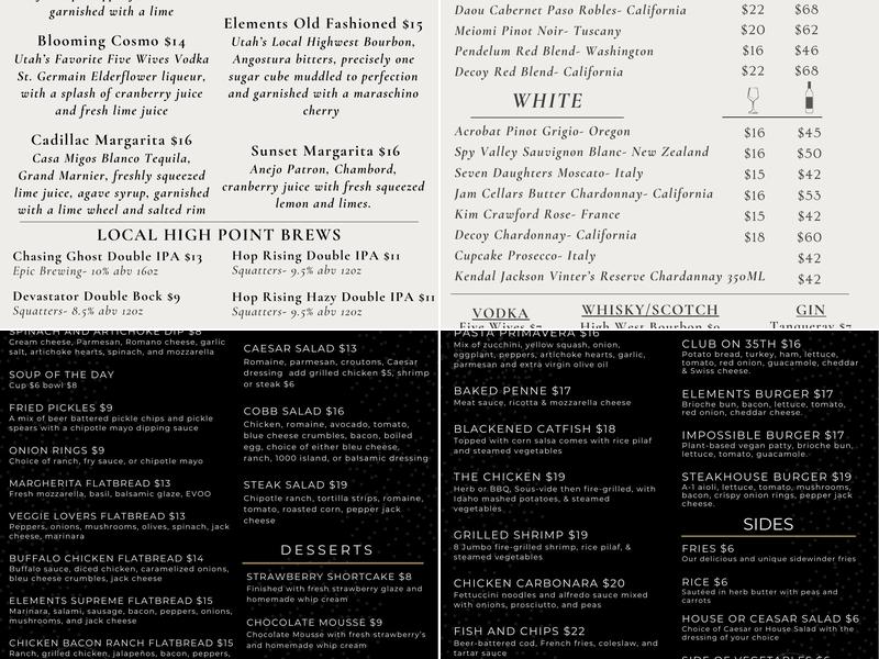 Elements at 35th Menu