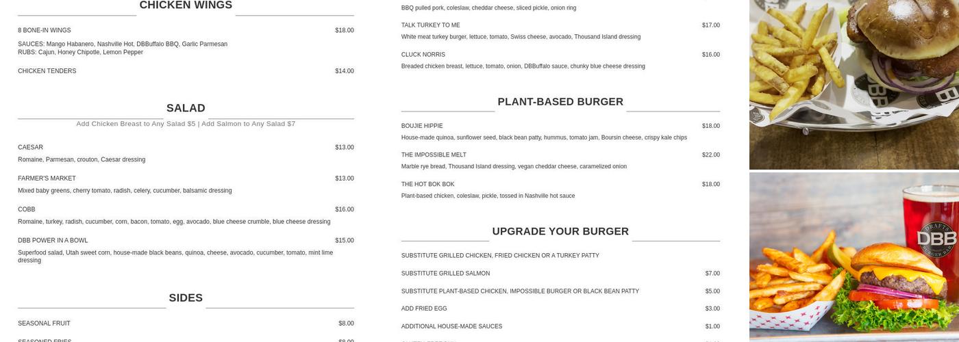 Drafts Burger Bar Menu