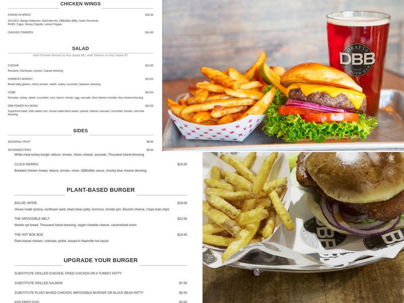 Drafts Burger Bar Menu
