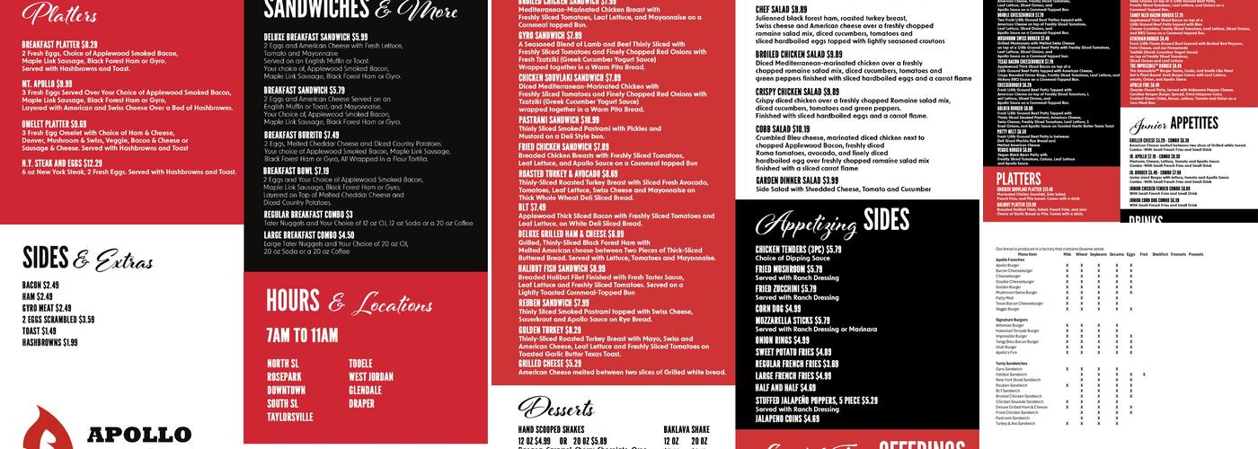 Apollo Burger Menu
