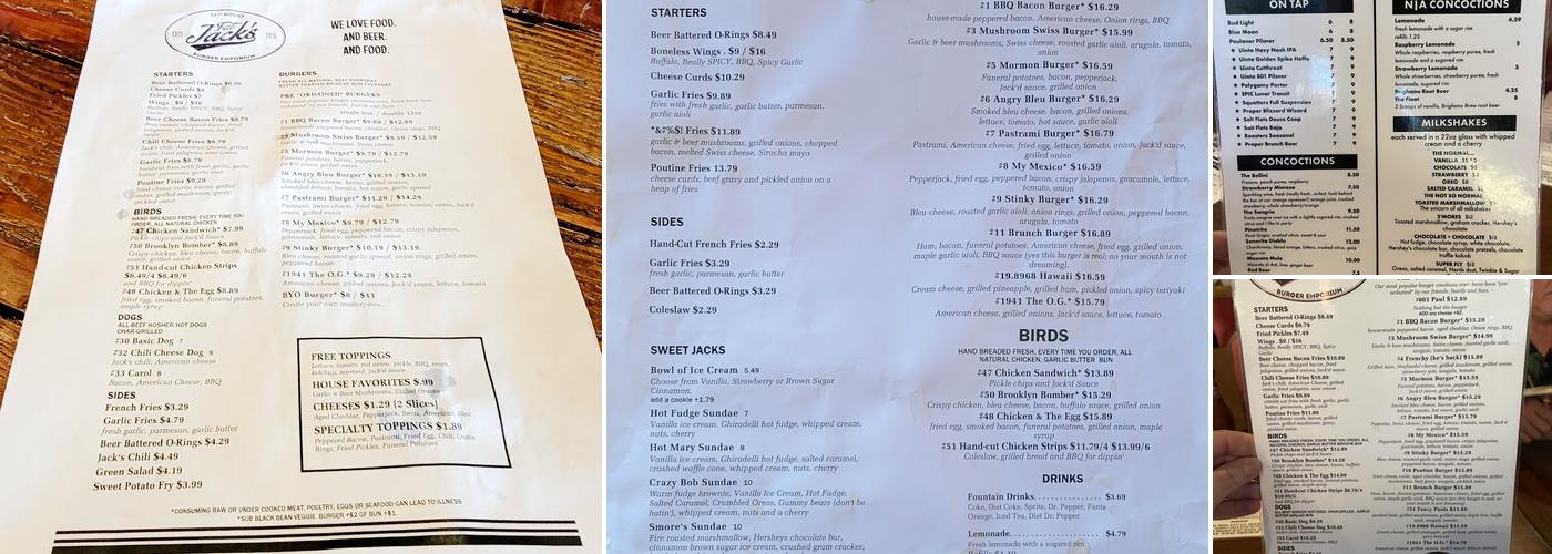 Fat Jack's Burger Emporium & Southern Kitchen Menu
