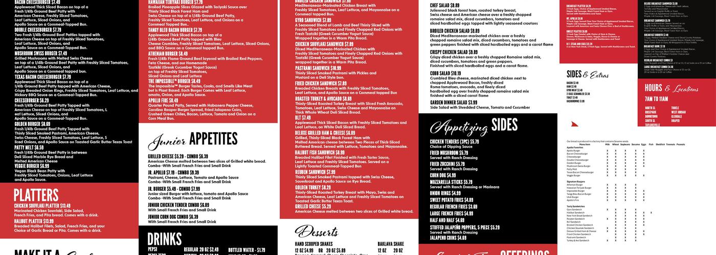 Apollo Burger Menu