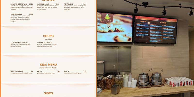 Bocata Menu