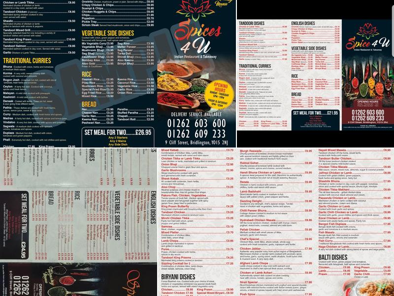 Spices 4 U Menu