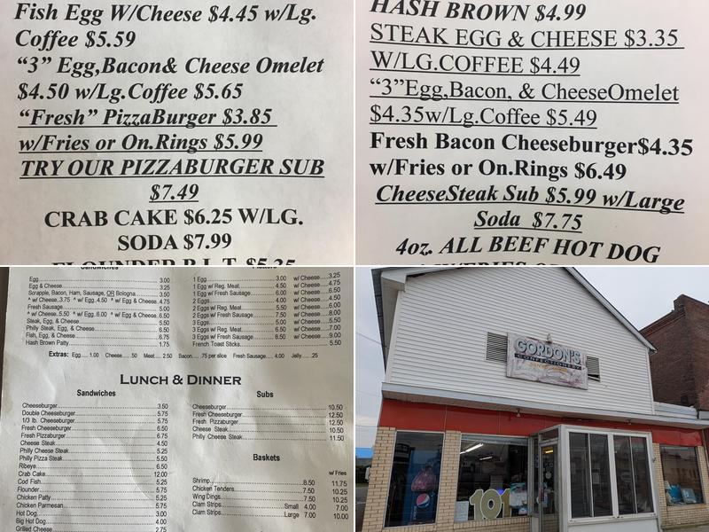 Gordon’s Confectionary Menu