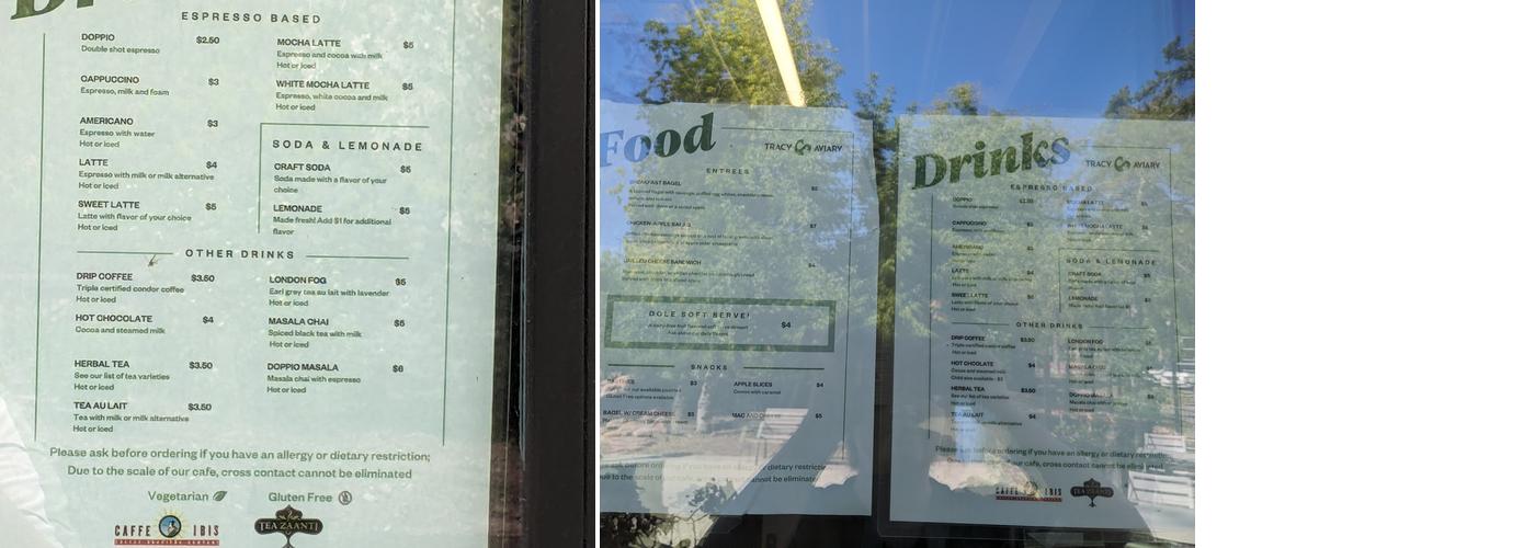 The Bird Feeder Café Menu