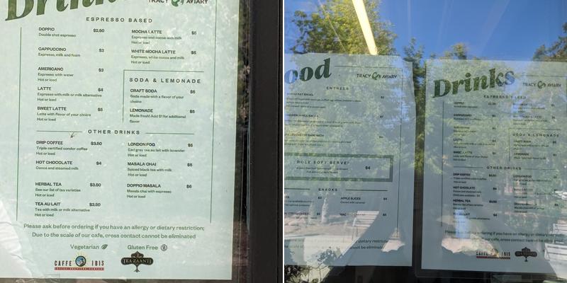The Bird Feeder Café Menu