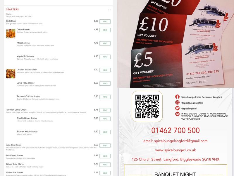 Spice Lounge Menu