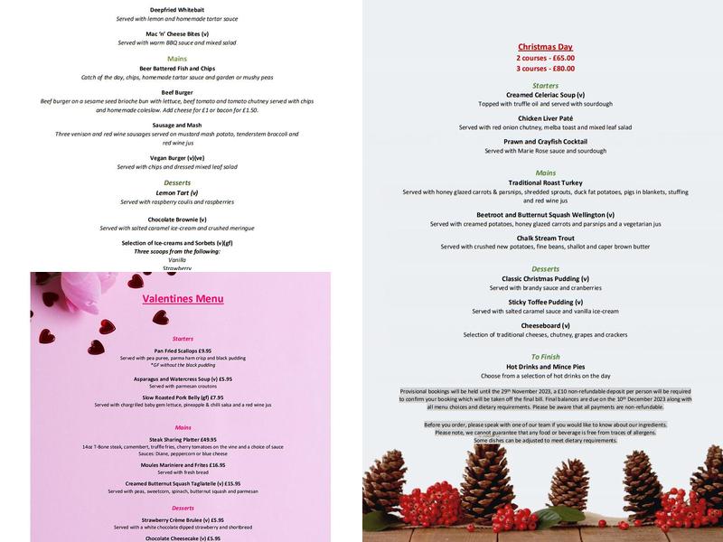 The Rose & Crown Menu