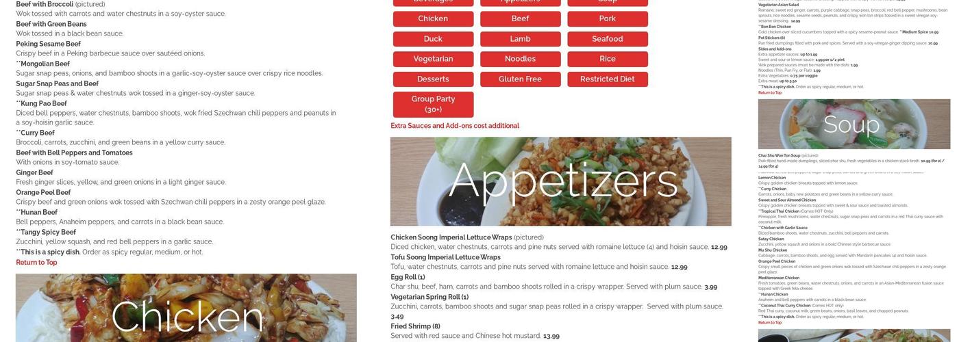 Mandarin Menu