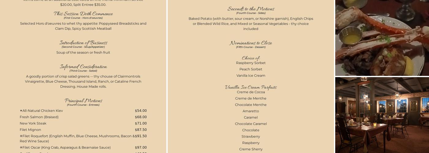 Five Alls restaurant Menu