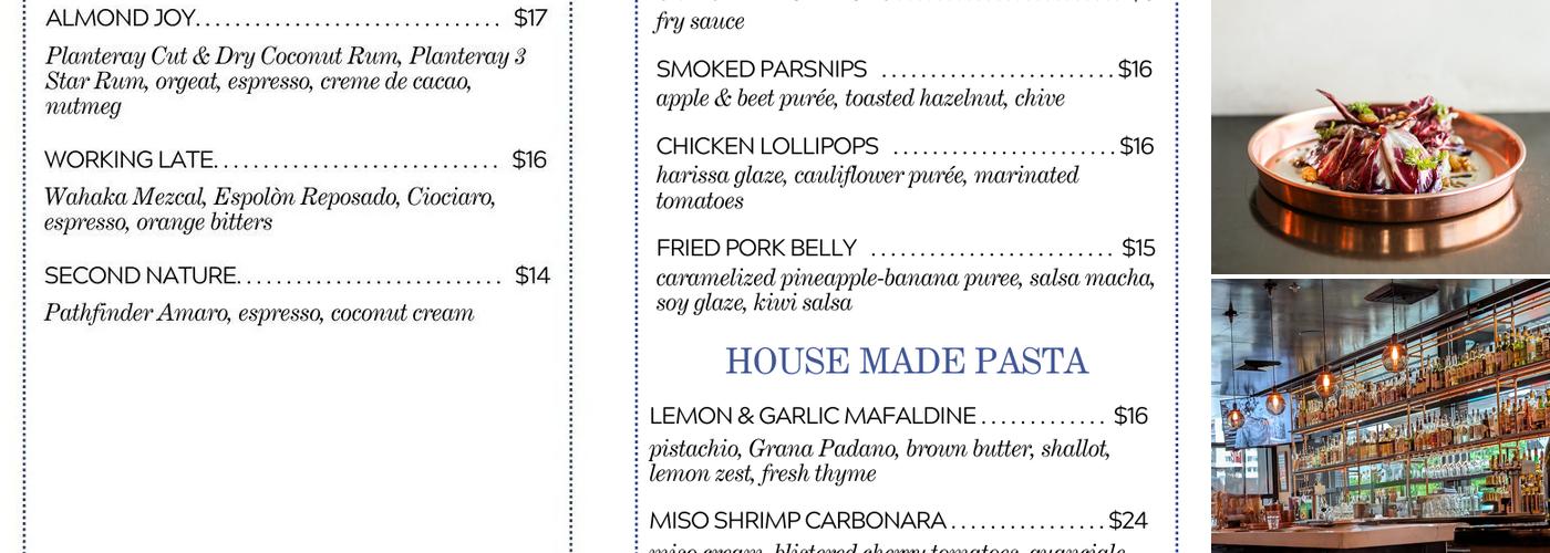 Copper Common Menu