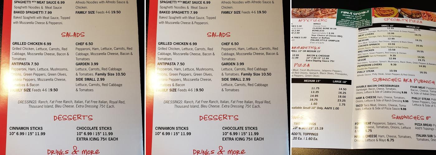 The Pizza Shoppe Menu