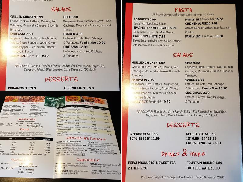 The Pizza Shoppe Menu