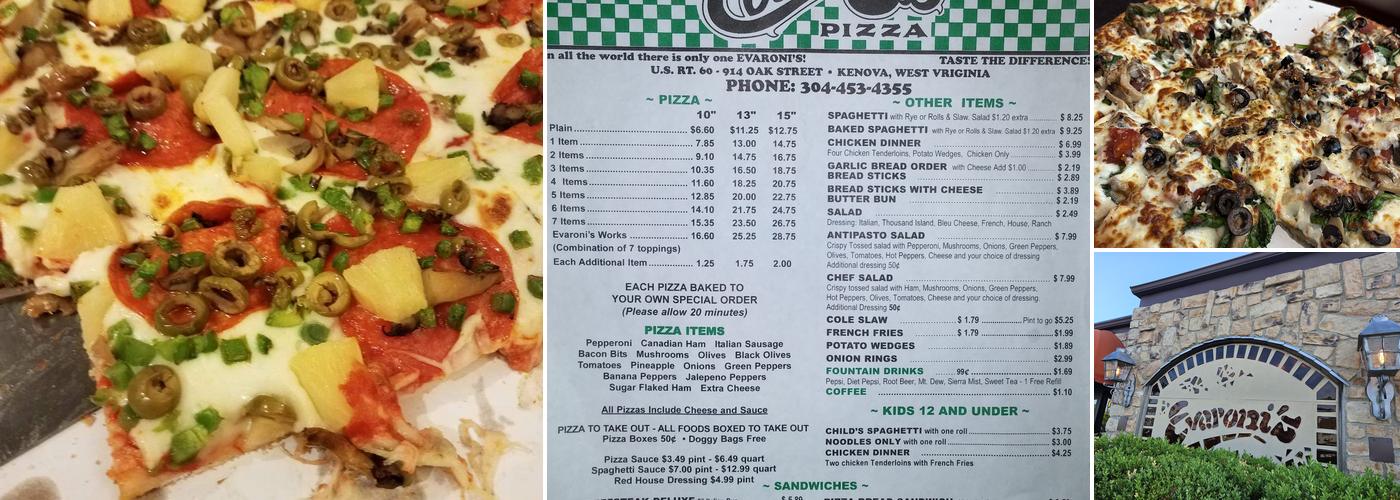 Evaroni's Pizza Menu