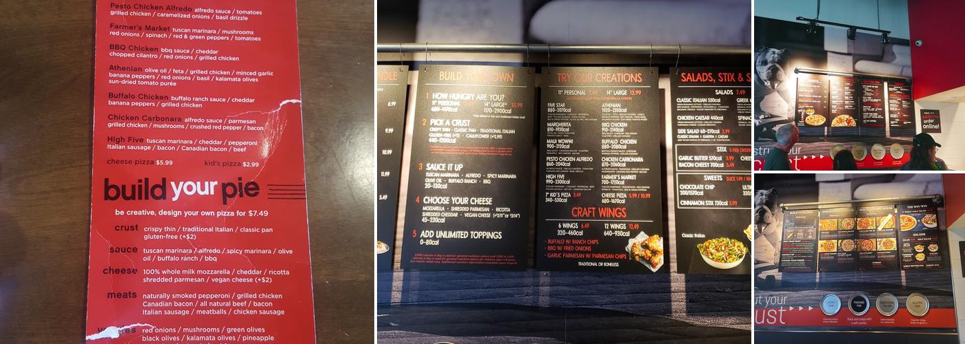 Pie Five Pizza Menu