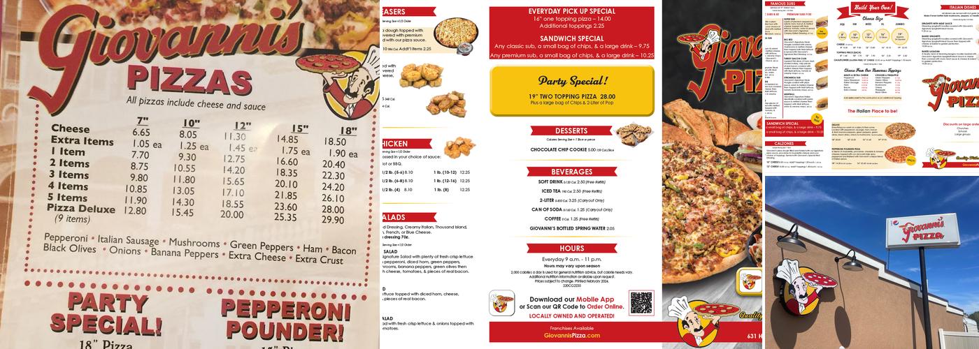 Coal Grove Giovanni's Pizza Menu