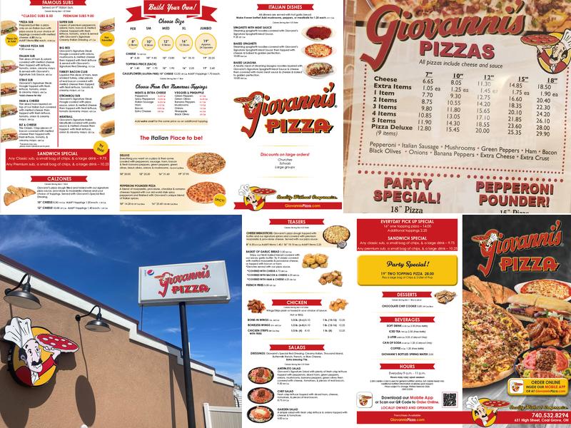 Coal Grove Giovanni's Pizza Menu