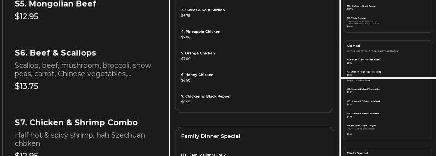 No. 1 Kitchen Menu