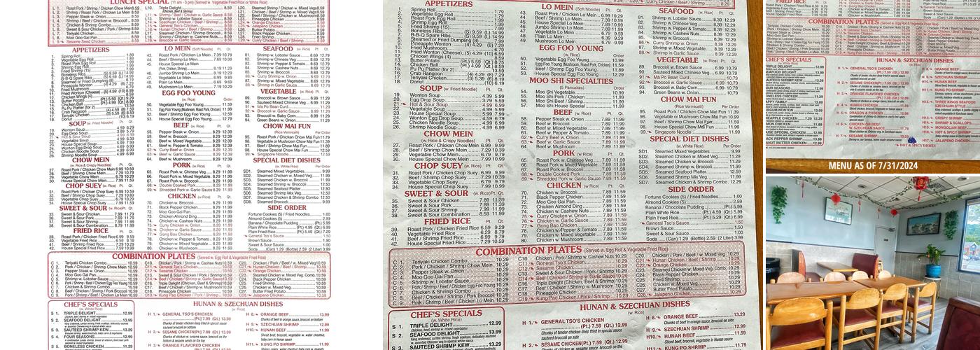 Silver Palace Menu