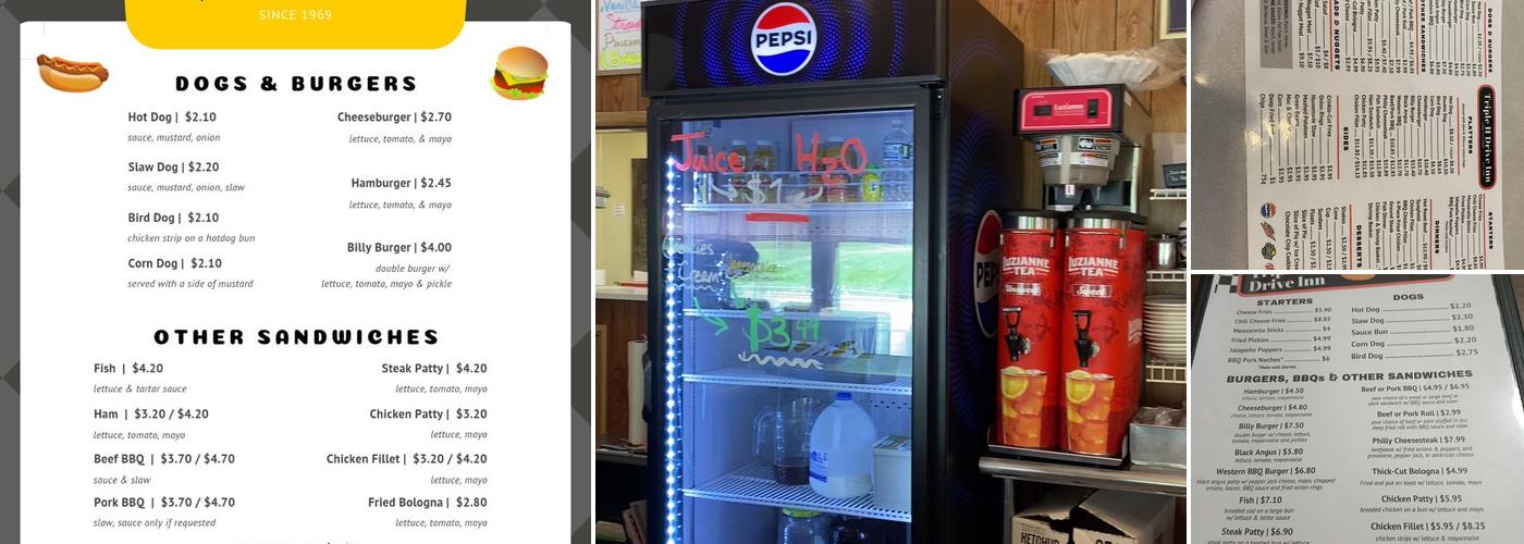 Triple H Drive Inn Menu