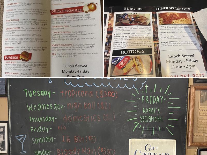 Inn Between Bar & Grill Menu