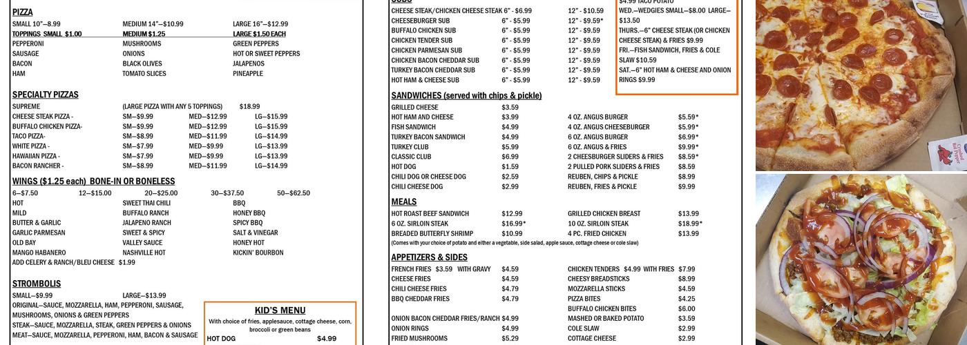 The Hornet's Nest Menu