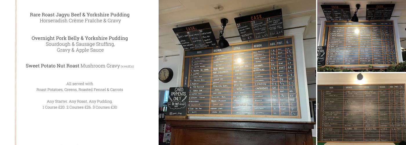 Pint Shop Menu