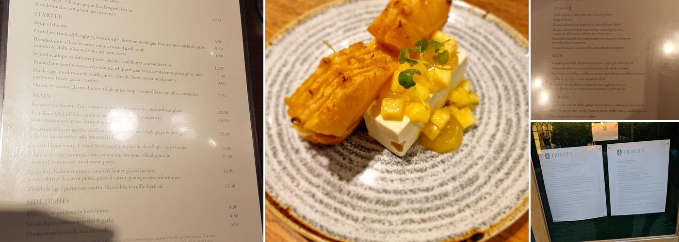 Trinity Restaurant Menu