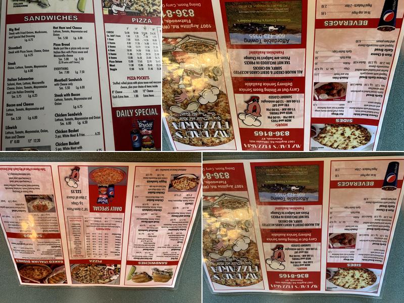 My Dad's Pizzaria Menu