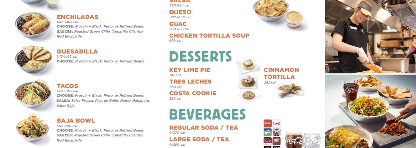 Costa Vida Menu