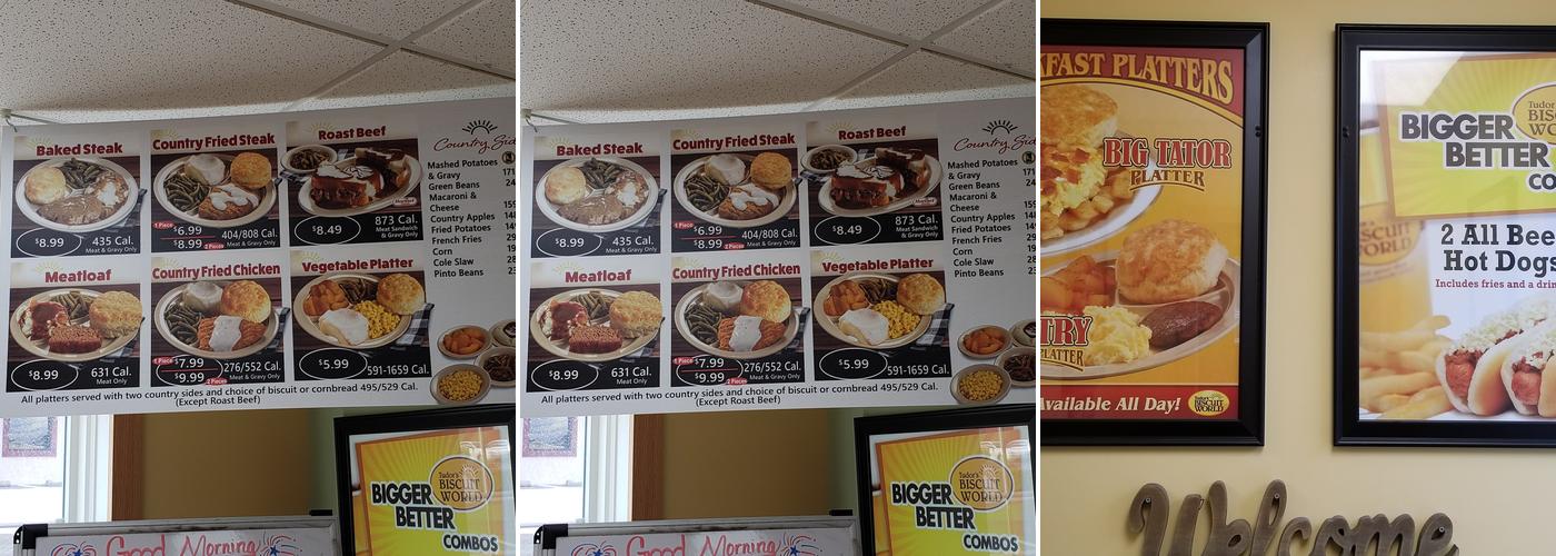 Tudor's Biscuit World Menu