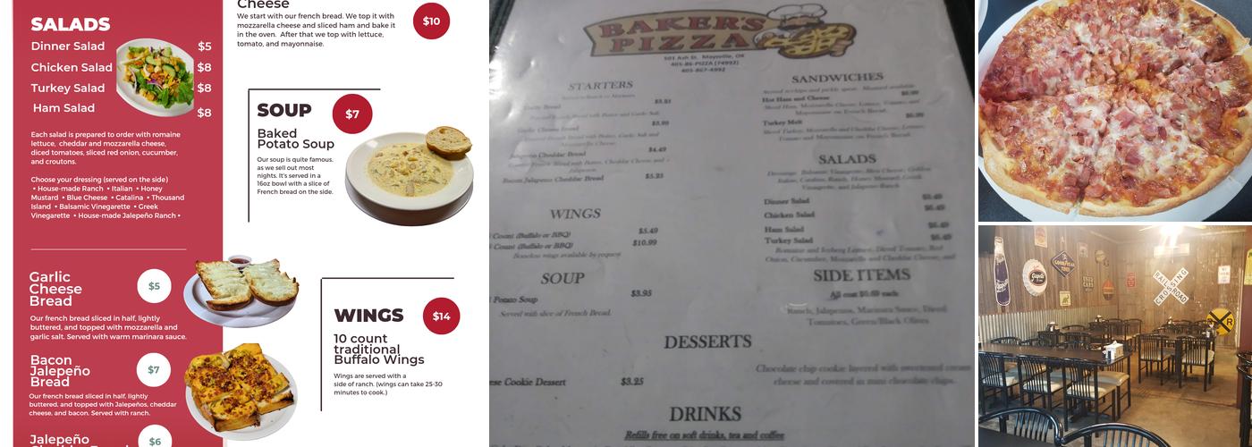 Baker's Pizza Menu