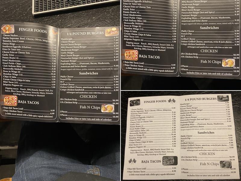 Pit Stop Bar and Grill Menu