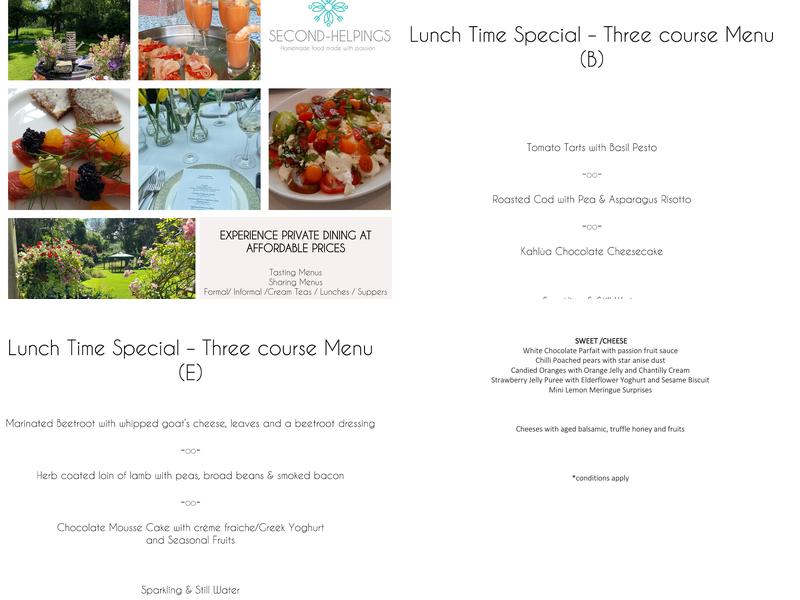 Second-Helpings Menu