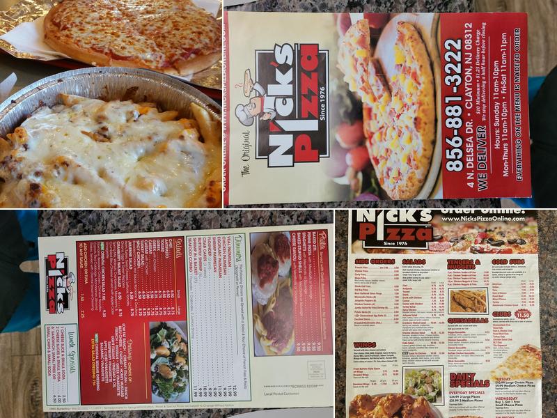 Nick's Pizza Menu