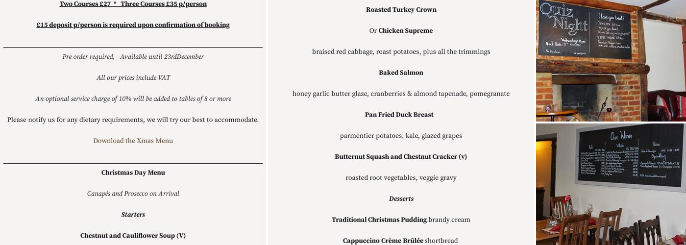 The Chequers Orwell Menu