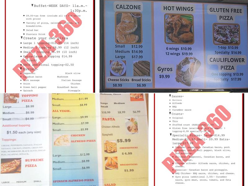 Pizza 360 Menu