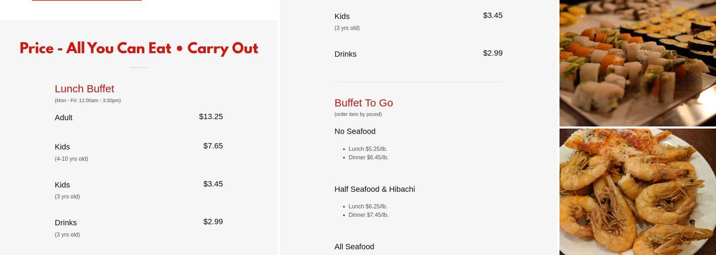 King Buffet of Orem Menu