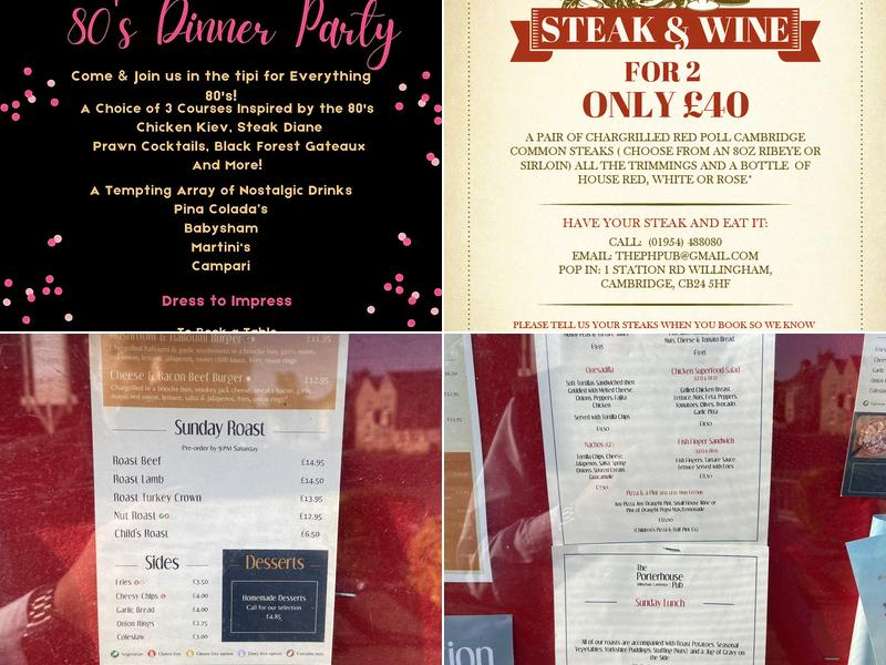 The Porterhouse Pub Menu